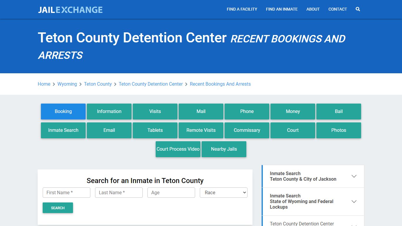 Teton County Detention Center Recent Bookings And Arrests - Jail Exchange