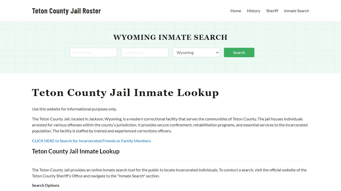 Teton County Jail Roster Lookup, WY, Inmate Search