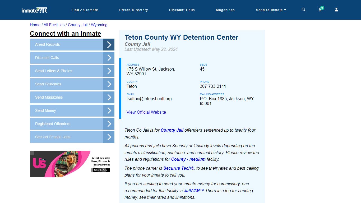 Teton County WY Detention Center - Inmate Locator